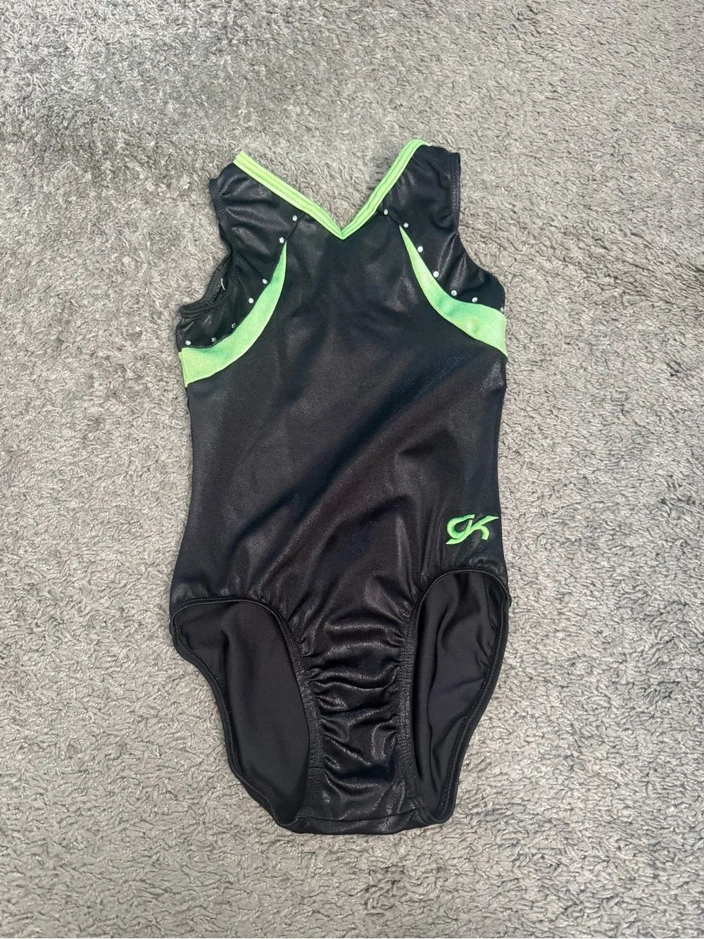 GK Black & Lime Green Tank Leotard Sz CL